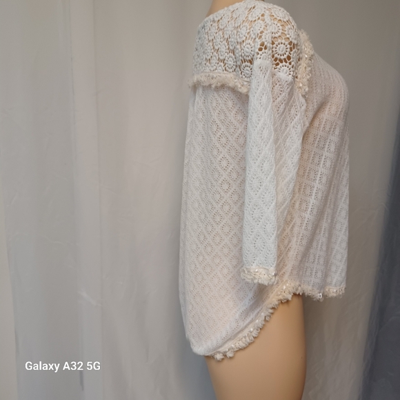 Curio New York Size Pm Elegant White Lace Blouse - Picture 5 of 11